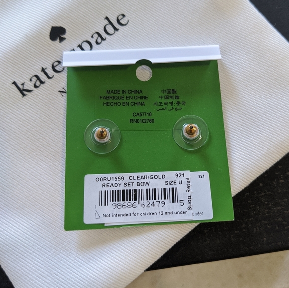 SALE Kate Spade Ready Set Bow Pave Bow Studs - Picture 7 of 7